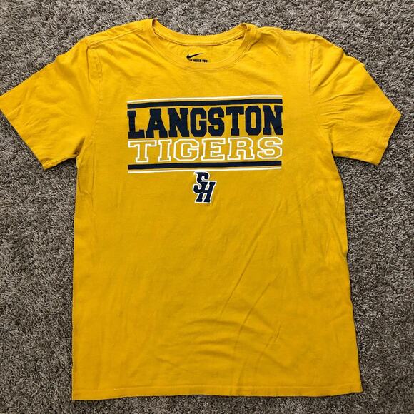 Men’s Yellow Nike Langston Tigers Logo Graphic Tee - Picture 1 of 3